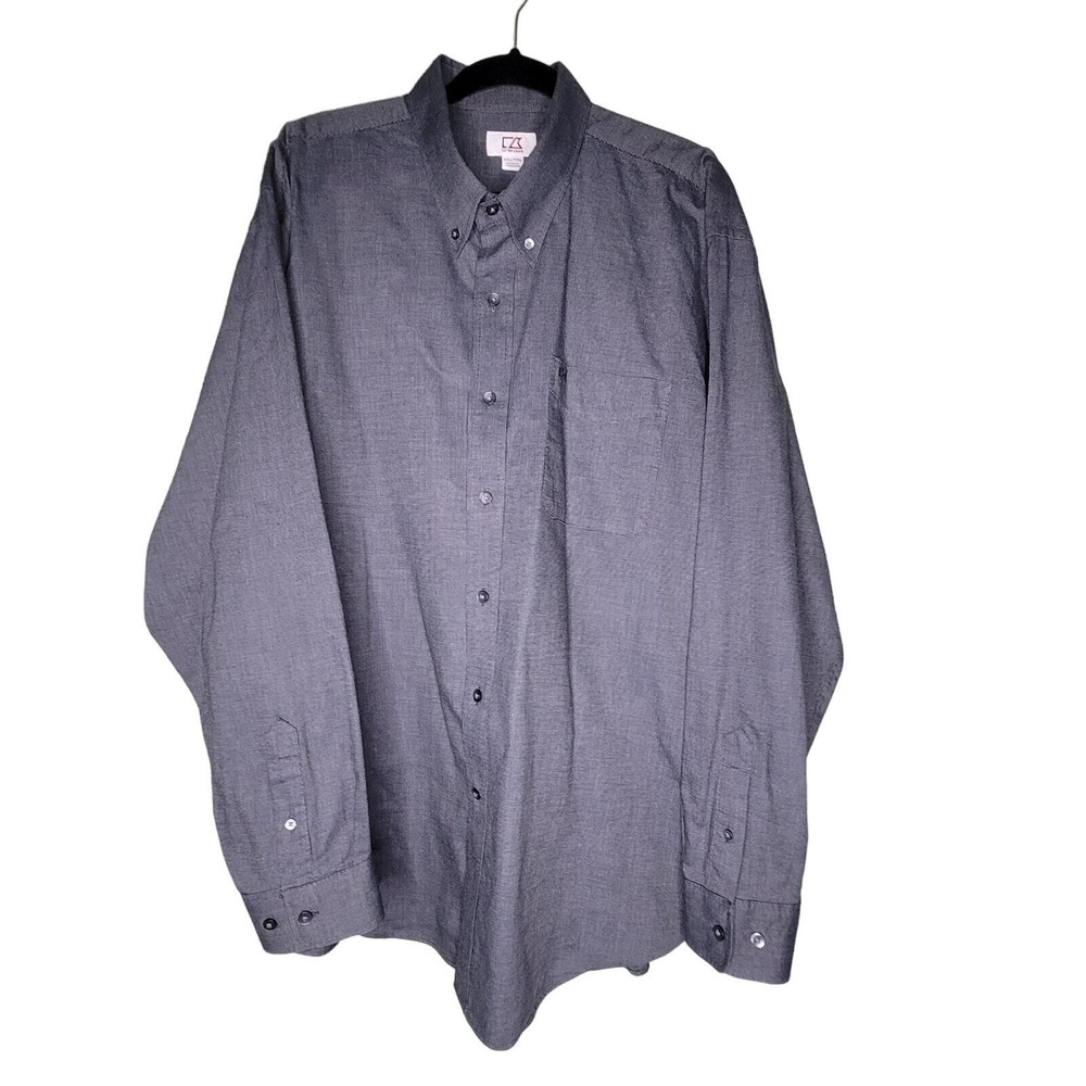 Cutter & Buck Button Up Shirt Black Long Sleeve Cotton Work Casual‎ Pocket XXL